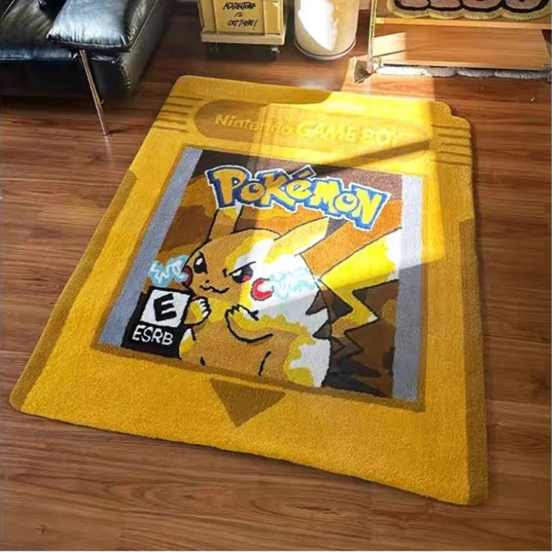 Cartoon Pokemon Game Cartridge Design Plush Carpet Anime Pikachu Gengar Charizard Mewtwo Lounge Rug Bedroom Floor Mat Home Decor