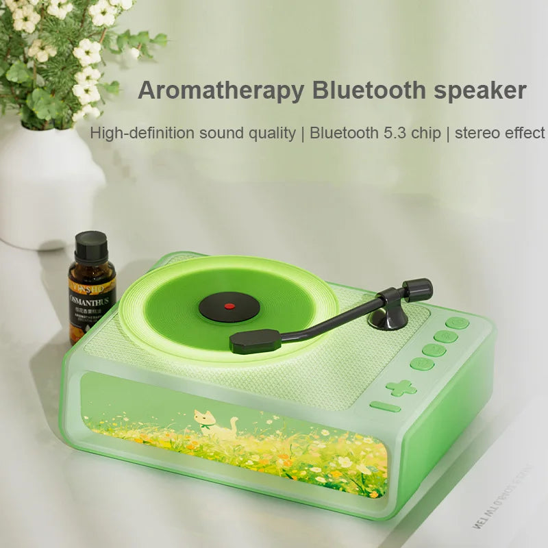 Retro Disc Aromatherapy Bluetooth Speaker Bedroom Atmosphere Light Home Decoration Vinyl Record Music Player Audio Night Light