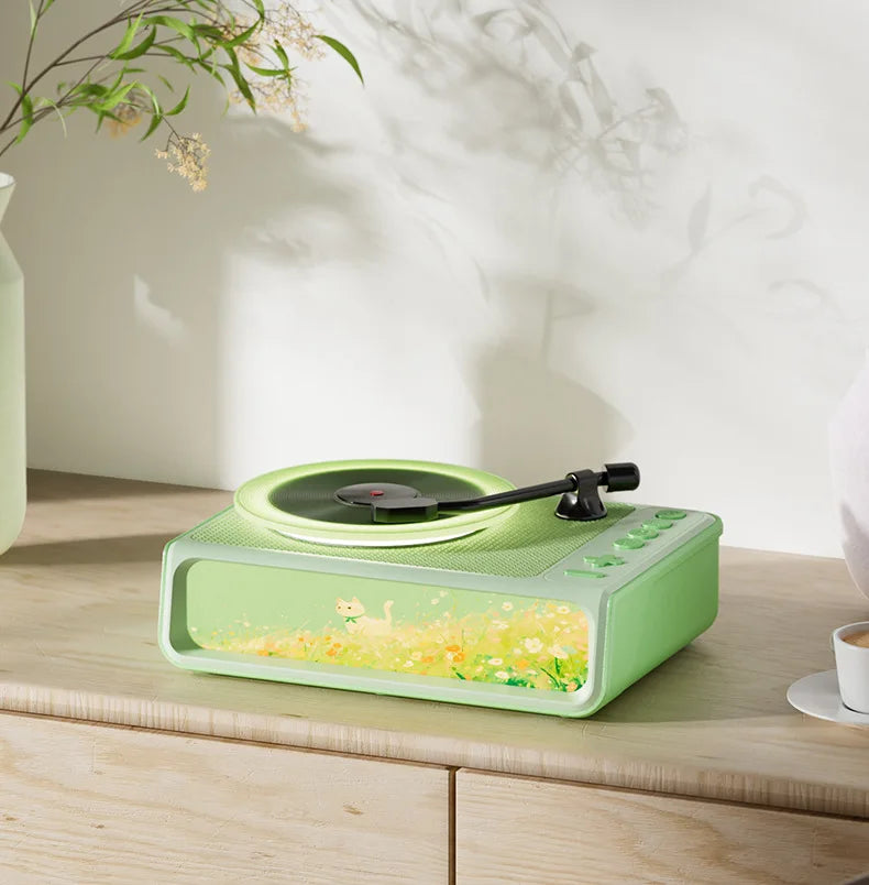 Retro Disc Aromatherapy Bluetooth Speaker Bedroom Atmosphere Light Home Decoration Vinyl Record Music Player Audio Night Light