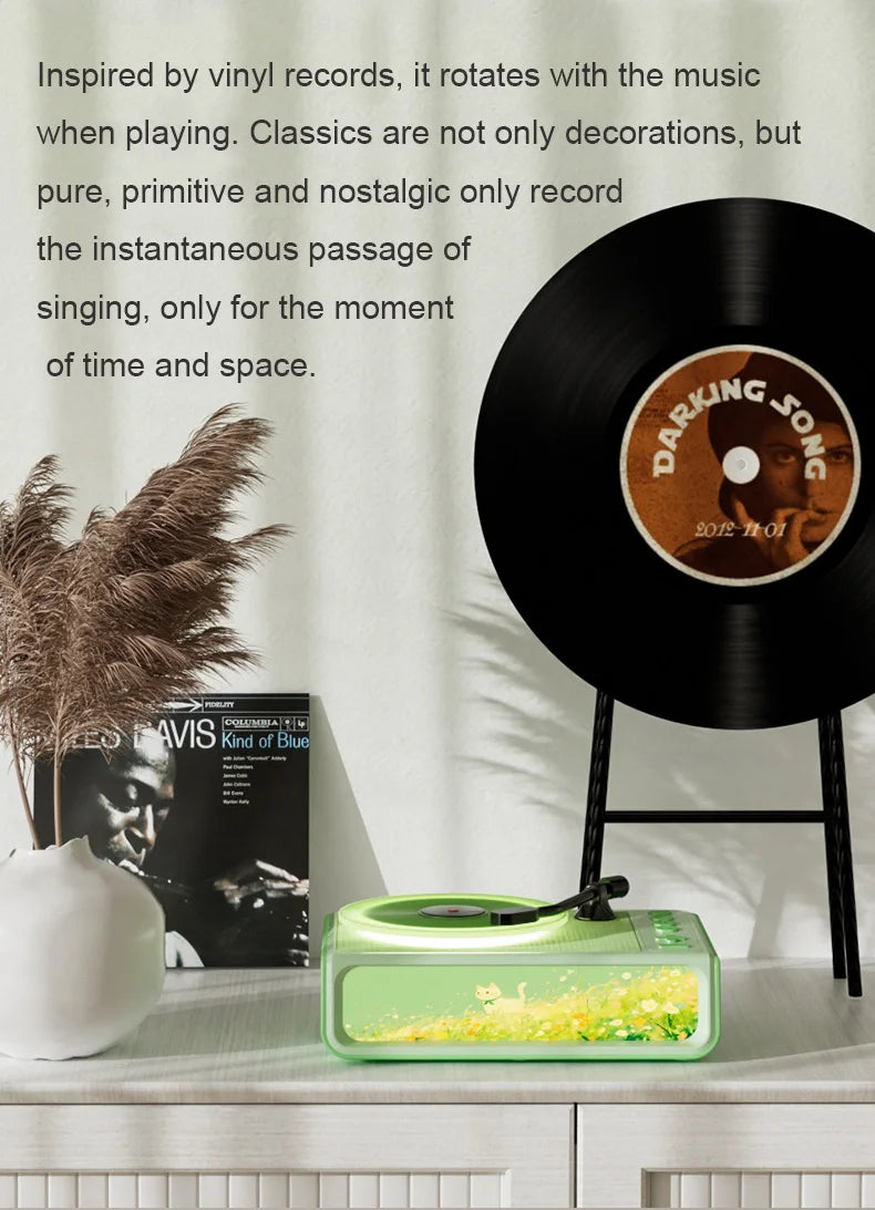 Retro Disc Aromatherapy Bluetooth Speaker Bedroom Atmosphere Light Home Decoration Vinyl Record Music Player Audio Night Light