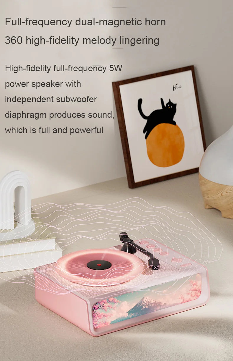 Retro Disc Aromatherapy Bluetooth Speaker Bedroom Atmosphere Light Home Decoration Vinyl Record Music Player Audio Night Light