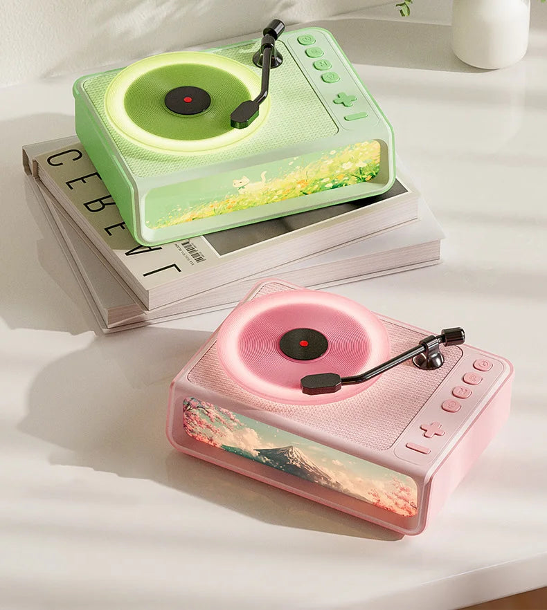 Retro Disc Aromatherapy Bluetooth Speaker Bedroom Atmosphere Light Home Decoration Vinyl Record Music Player Audio Night Light