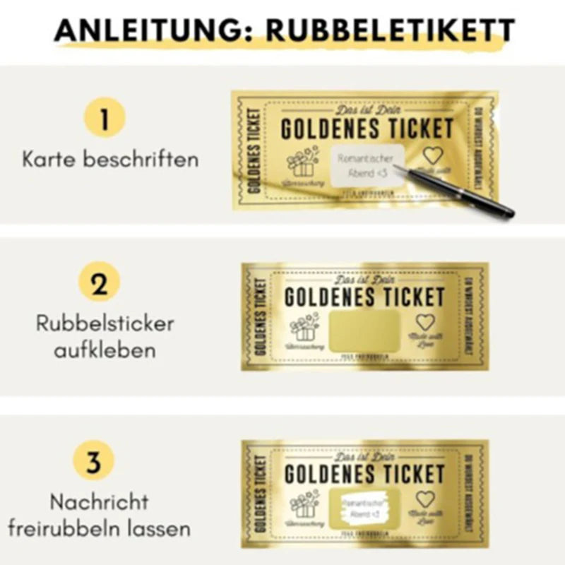 Ticket Scratch Card With Envelope Scratch Off Ticket Surprise Gift Reveal Wedding Card Concert Ticket Cinema Voucher Raffle Gift