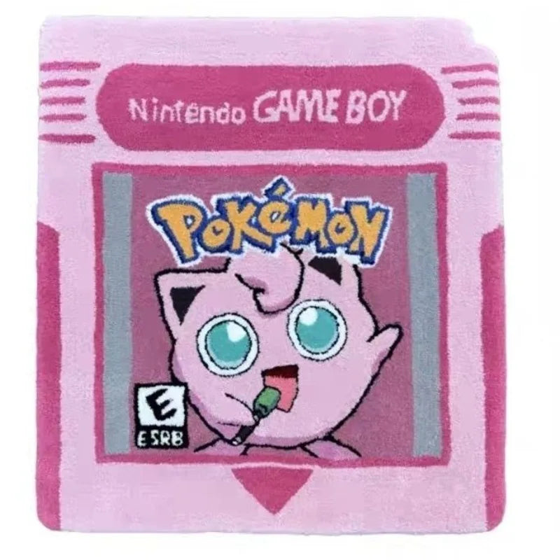 Cartoon Pokemon Game Cartridge Design Plush Carpet Anime Pikachu Gengar Charizard Mewtwo Lounge Rug Bedroom Floor Mat Home Decor