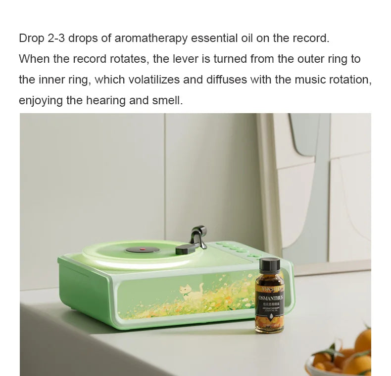 Retro Disc Aromatherapy Bluetooth Speaker Bedroom Atmosphere Light Home Decoration Vinyl Record Music Player Audio Night Light
