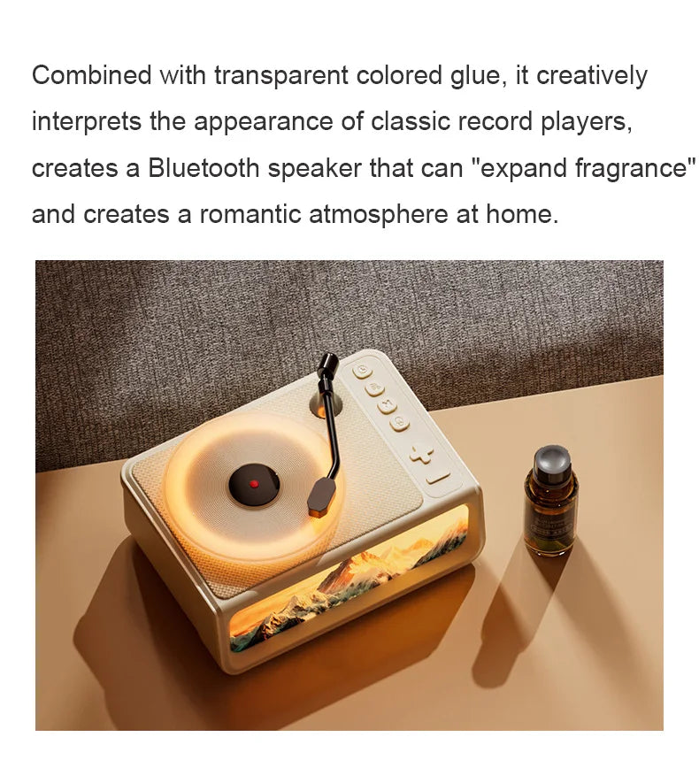 Retro Disc Aromatherapy Bluetooth Speaker Bedroom Atmosphere Light Home Decoration Vinyl Record Music Player Audio Night Light