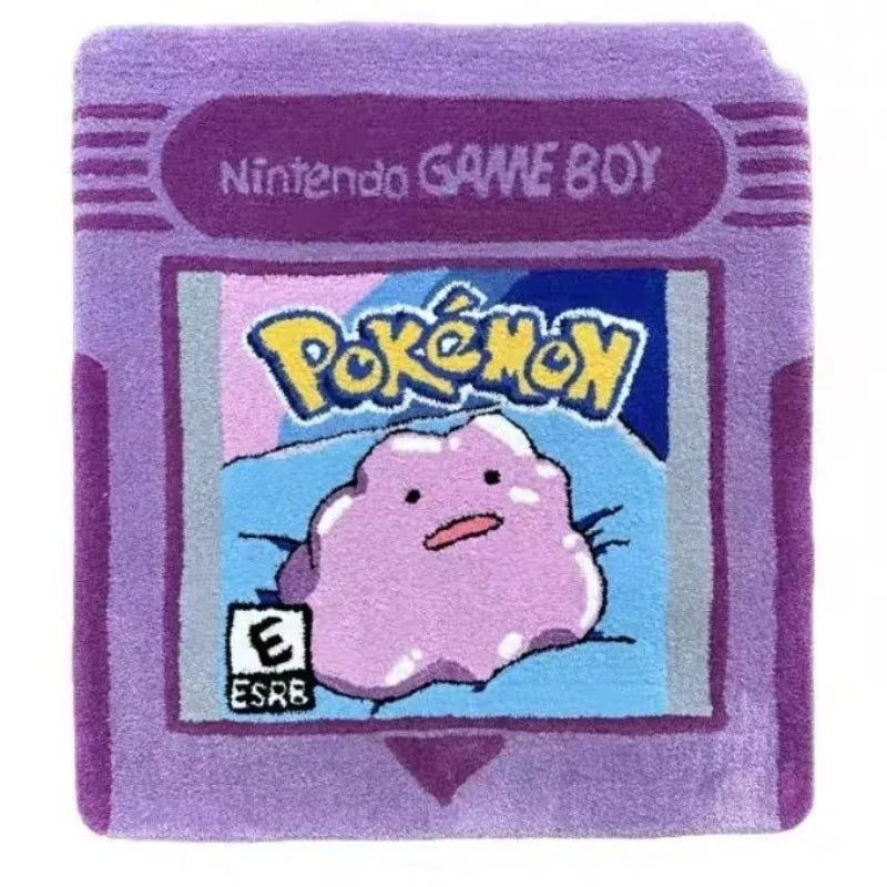 Cartoon Pokemon Game Cartridge Design Plush Carpet Anime Pikachu Gengar Charizard Mewtwo Lounge Rug Bedroom Floor Mat Home Decor